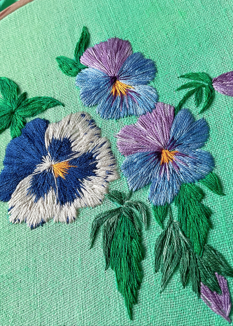 Pansy Thread Painting - an Embroidery Workshop with Amy Jones
